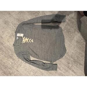 NWT Splendid Women's Gray Lace-Up Long Sleeve Thermal Top Small retail $118